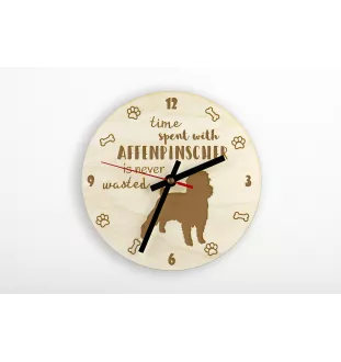Affenpinscher - Hundeuhr, Holzuhr, Wanduhr für Hundefreunde, Tisch- und Regaluhr, Art-Dog