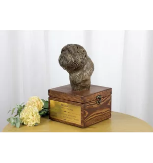 Affenpinscher - Eine Ascheurne für Hunde mit einer Statuette, eine kleine Urne für Hunde, eine personalisierte Urne mit dem Porträt eines Hundes von der Marke Art-Dog.