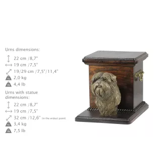 Affenpinscher - Eine Urne für die Asche eines Hundes mit einer Statuette, eine elegante Urne für einen Hund, eine außergewöhnliche Urne mit dem Porträt eines Hundes von der Marke Art-Dog.
