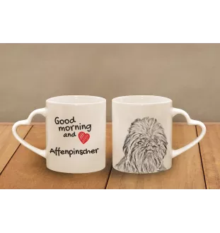 Affenpinscher, Affen, Affie - cup with a dog, adorable cup with a heart-shaped handle, universal gift from the Art-Dog brand