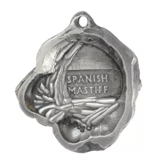 Spanischer Mastiff, Mastín aus León - Versilberter Anhänger mit einem Hund in einer dekorativen Box, Handtaschenschmuck, Rucksackanhänger der Marke Art-Dog