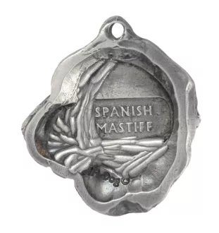 Mâtin espagnol, Mastin Leones - Porte-clés argenté avec un chien dans une boîte cadeau, décoration de sac à main, pendentif de sac à dos par la marque Art-Dog