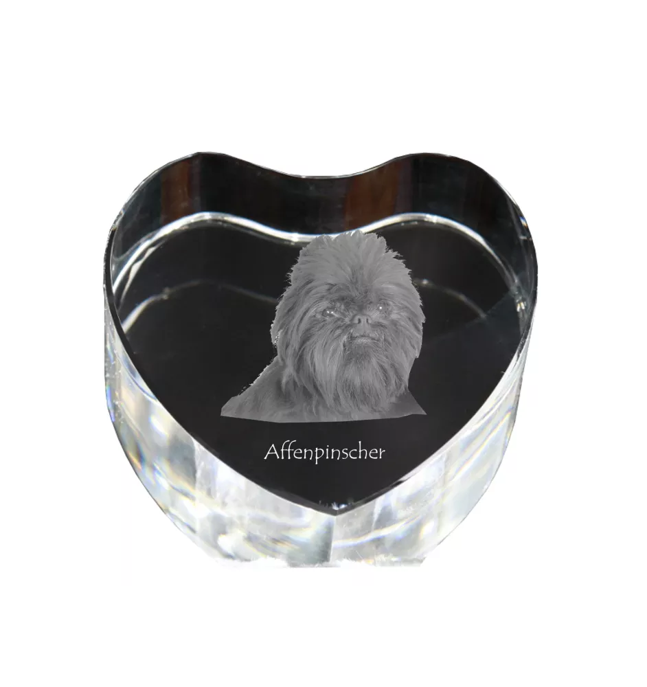 Affenpinscher - Hundebild im Kristall, Kristallherz, einzigartiger Bilderrahmen der Marke Art-Dog