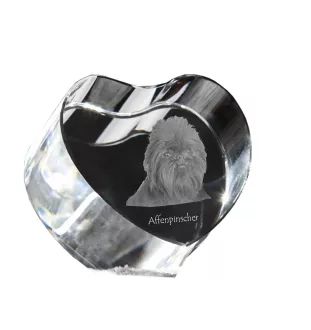 Affenpinscher - Hundebild im Kristall, Kristallherz, einzigartiger Bilderrahmen der Marke Art-Dog