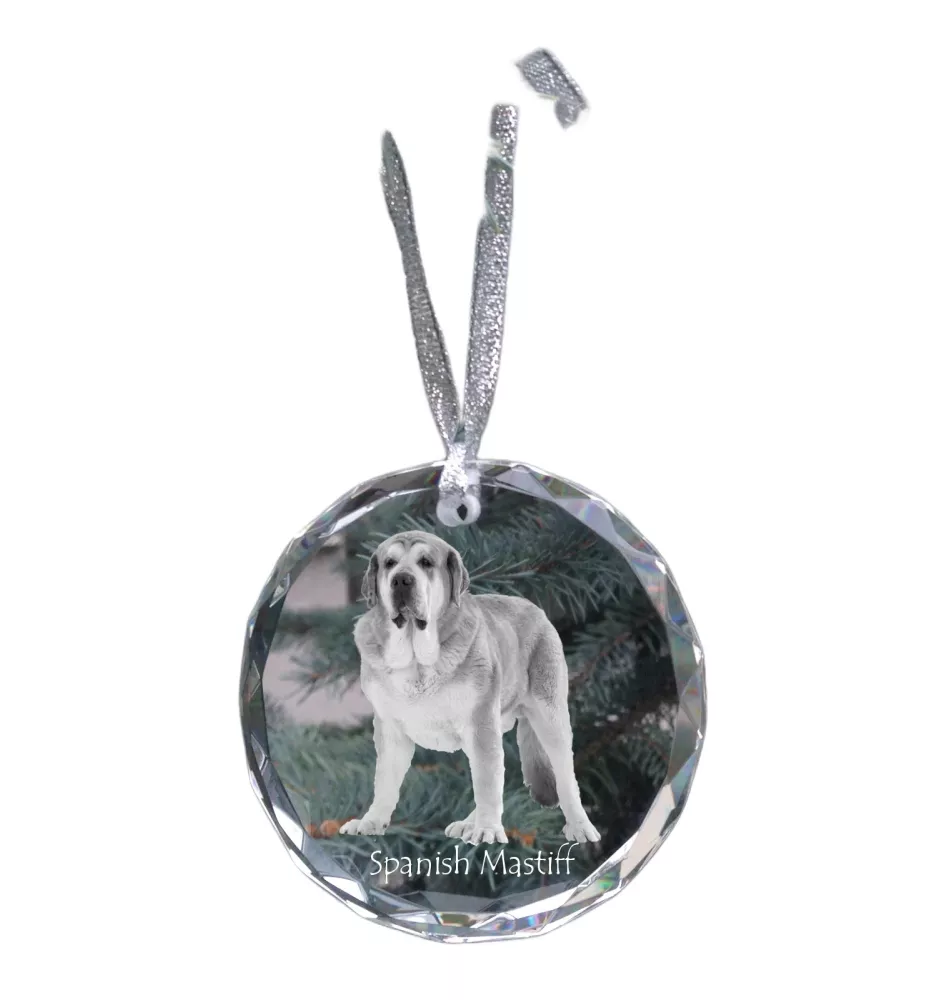 Spanischer Mastiff, Mastín aus León - Kristallkugel mit Foto, Hundebild im Kristall, personalisierter Christbaumschmuck von Art-Dog.
