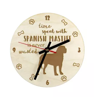 Spanischer Mastiff, Mastín aus León - Uhr mit Hund, Holzuhr mit Gravur, personalisierte Uhr von Art-Dog