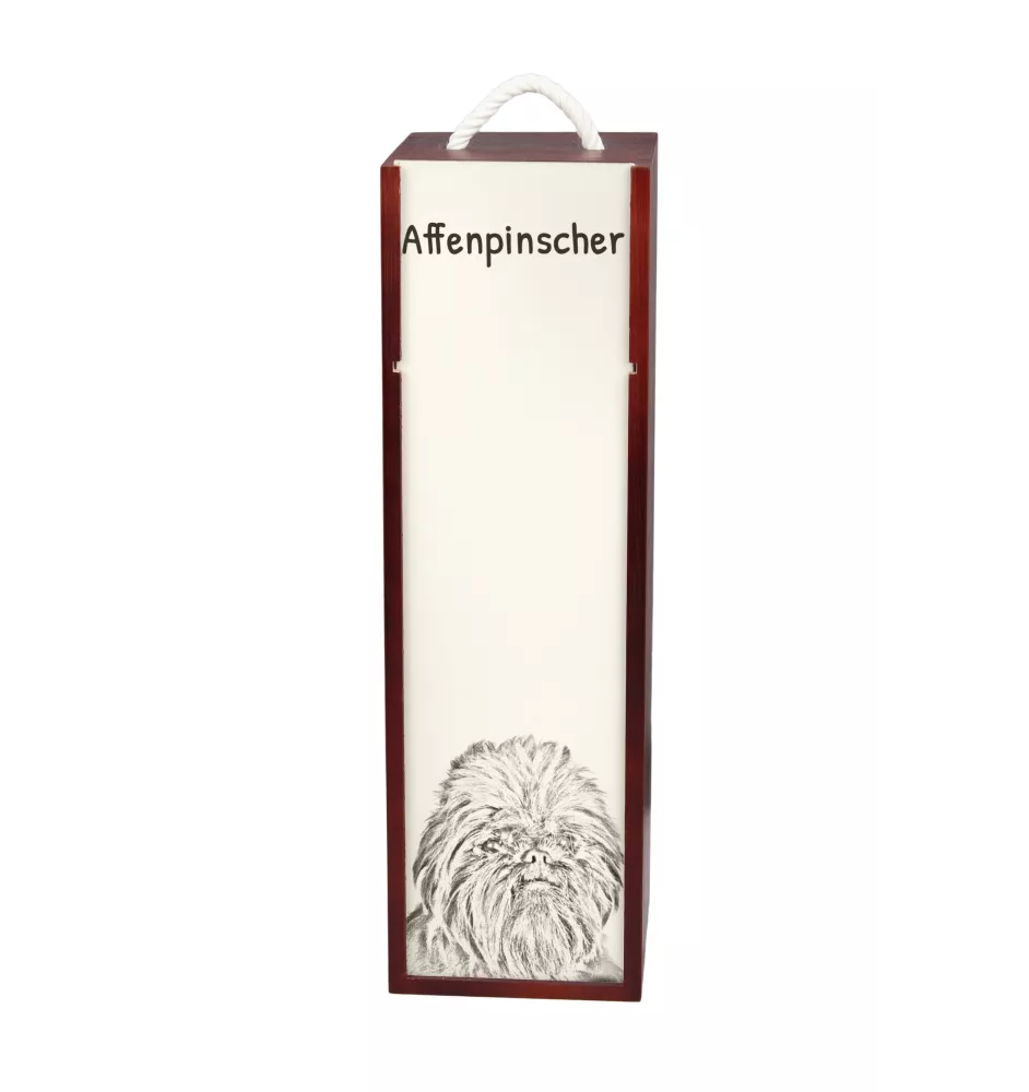 Affenpinscher - boîte à vin avec chien, boîte à alcool avec graphisme, boîte cadeau personnalisée de la marque Art-Dog