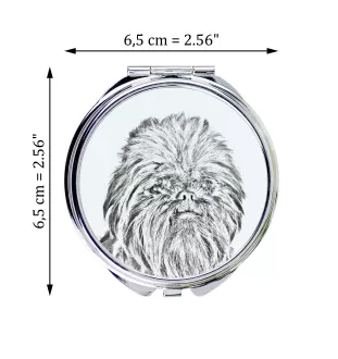Affenpinscher - Taschenspiegel mit Hund, personalisierter Taschenspiegel, kompakter Spiegel mit Art-Dog-Logo