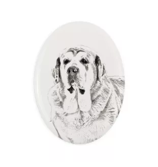 Spanischer Mastiff, Mastín aus León - Gedenktafel mit einem Foto eines Hundes, Grabplatte mit Druck, personalisierte ovale Platte der Marke Art-Dog