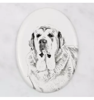 Spanischer Mastiff, Mastín aus León - Gedenktafel mit einem Foto eines Hundes, Grabplatte mit Druck, personalisierte ovale Platte der Marke Art-Dog