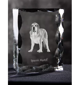 Spanish Mastiff, Mastín Español - crystal with a picture of a dog, glass statuette with a picture, unique frame with a picture from Art-Dog brand