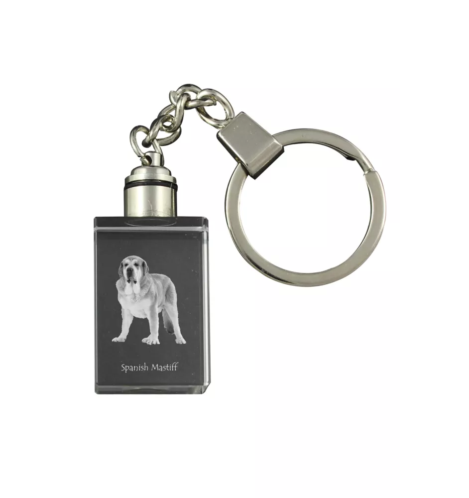 Spanish Mastiff, Mastín Español - Crystal key ring with dog photo, illuminated key ring, unique gift by Art-Dog brand