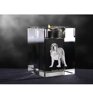 Spanish Mastiff, Mastín Español - Candle holder with dog photo, crystal tealight holder, personalised gift by Art-Dog brand