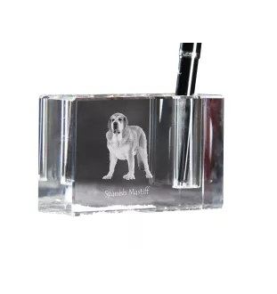 Spanischer Mastiff, Mastín aus León - Stifthalter, Kristallorganizer mit Hundefoto, einzigartige Schreibtischdekoration der Marke Art-Dog