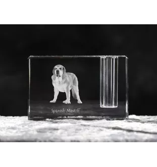 Spanischer Mastiff, Mastín aus León - Stifthalter, Kristallorganizer mit Hundefoto, einzigartige Schreibtischdekoration der Marke Art-Dog