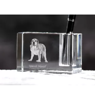 Spanischer Mastiff, Mastín aus León - Stifthalter, Kristallorganizer mit Hundefoto, einzigartige Schreibtischdekoration der Marke Art-Dog