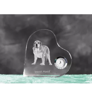 Mâtin espagnol, Mastin Leones - horloge en cristal avec une photo de chien, horloge de table en forme de cœur, horloge debout personnalisée de la marque Art-Dog