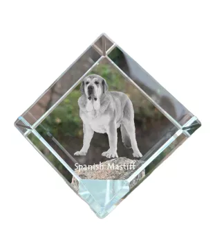 Mâtin espagnol, Mastin Leones - un cube de cristal avec une photo, une photo de cheval dans le cristal, un presse-papiers cubique de la marque Art-Dog