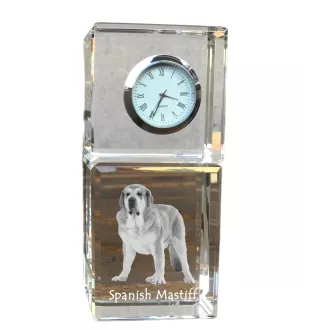 Spanish Mastiff, Mastín Español - crystal clock with a photo, a photo of a dog in crystal, personalized desk clock by Art-Dog brand