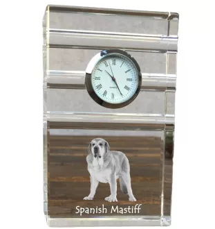 Spanischer Mastiff, Mastín aus León - Glasuhr mit Foto, Foto eines Hundes im Kristall, personalisierte Tischuhr für das Büro der Marke Art-Dog