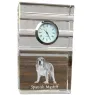 Mâtin espagnol, Mastin Leones - une horloge en verre avec une photo, une photo de chien dans un cristal, une horloge de bureau personnalisée de la marque Art-Dog