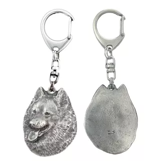 Spitz - Versilberter Schlüsselanhänger mit Hund, Handtaschen-Dekoration, Rucksack-Anhänger der Marke Art-Dog