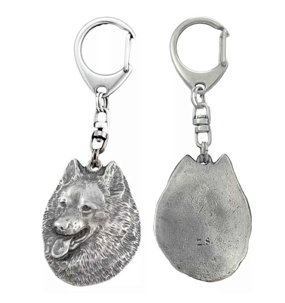 Spitz - Silver-plated key ring with dog, handbag decoration, backpack pendant by Art-Dog brand