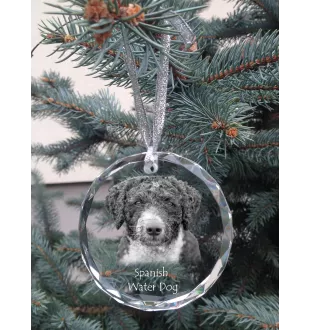 Spanish Water Dog - crystal bauble with a photo, dog photo in crystal, personalized Christmas tree ornament by Art-Dog brand
