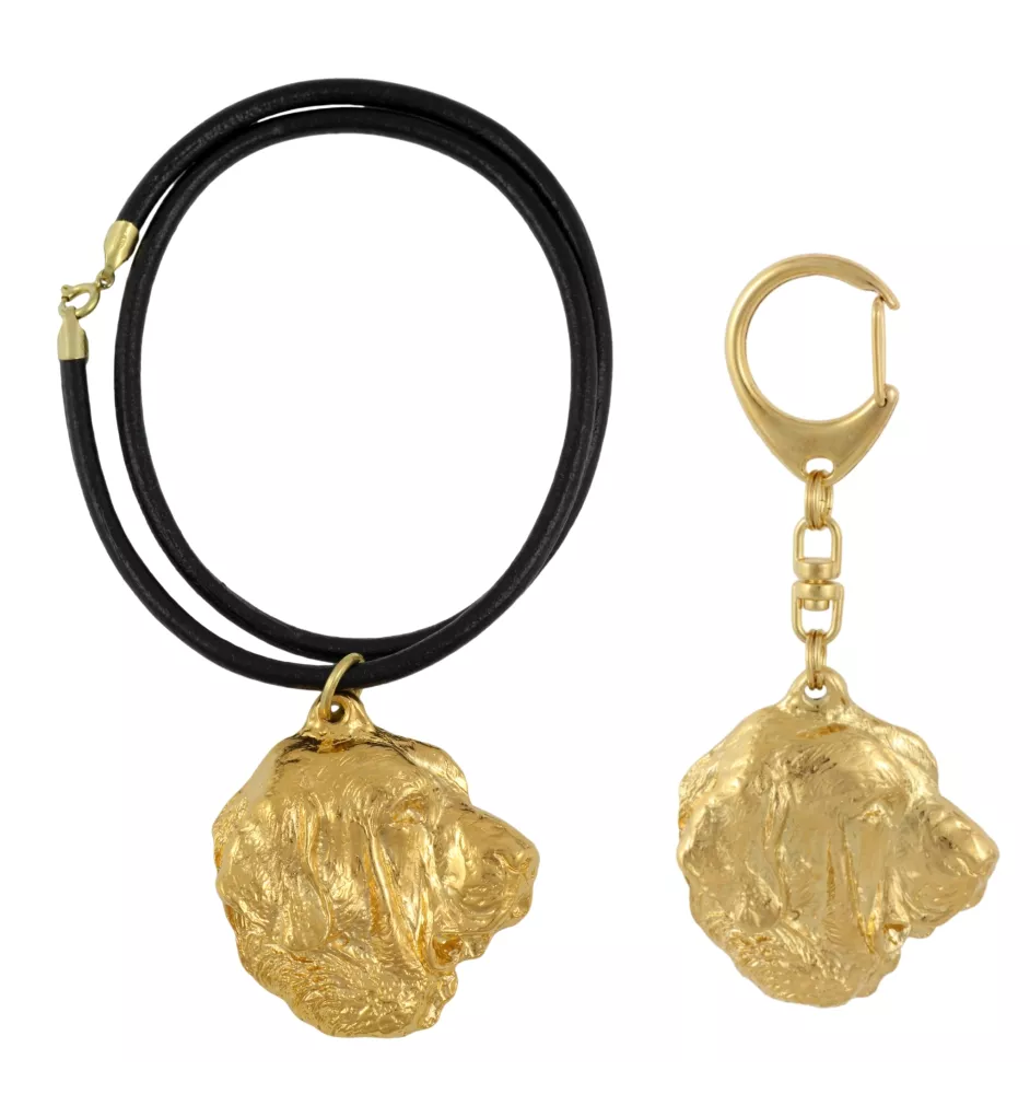 Spanish Mastiff, Mastín Español - keychain and necklace with a dog in a box, high-quality gold-plated product, Art-Dog brand