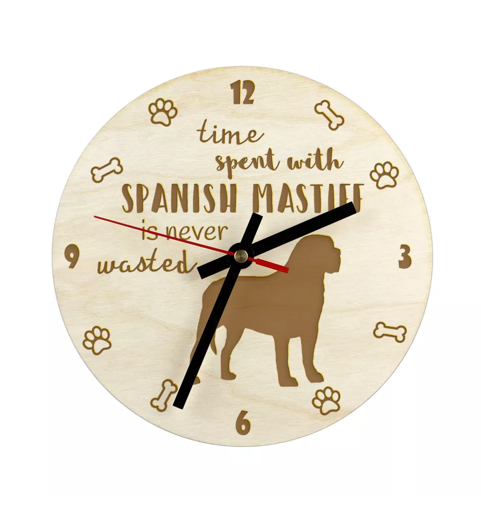 Spanish Mastiff, Mastín Español - clock with a dog, wooden clock, wall clock for dog lovers, clock for desk and shelf, Art-Dog