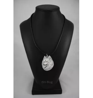 Spitz - Collier de chien dans une boîte cadeau, médaillon argenté pour fan de chien, pendentif remarquable de la marque Art-Dog