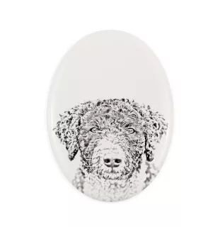 Chien d'eau espagnol, Chien turc - une plaque commémorative avec une photo de chien, une plaque funéraire avec une impression, une plaque ovale personnalisée de la marque Art-Dog