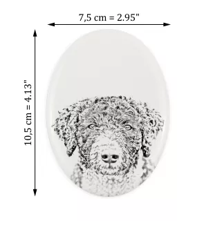 Chien d'eau espagnol, Chien turc - une plaque commémorative avec une photo de chien, une plaque funéraire avec une impression, une plaque ovale personnalisée de la marque Art-Dog