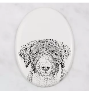 Chien d'eau espagnol, Chien turc - une plaque commémorative avec une photo de chien, une plaque funéraire avec une impression, une plaque ovale personnalisée de la marque Art-Dog