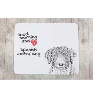 Spanischer Wasserhund, Andalusischer Türke, Türkenhund - Mauspad mit Druck, personalisiertes Mauspad mit Hund, einzigartiges Gadget für Büroangestellte von Art-Dog.