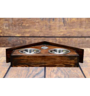 Spitz - support en bois avec des bols pour chien, bols pour chien décoratifs, cadeau pour l'adoption d'un chien de la marque Art-Dog