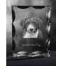 Spanischer Wasserhund, Andalusischer Türke, Türkenhund - Kristall mit einem Hundebild, Glasstatuette mit einem Bild, einzigartiger Bilderrahmen der Marke Art-Dog