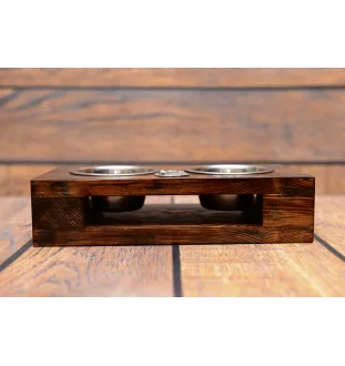 Spitz - support en bois avec des bols pour chien, bols pour chien en acier, cadeau pour l'adoption d'un chien de la marque Art-Dog