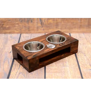 Spitz - support en bois avec des bols pour chien, bols pour chien en acier, cadeau pour l'adoption d'un chien de la marque Art-Dog