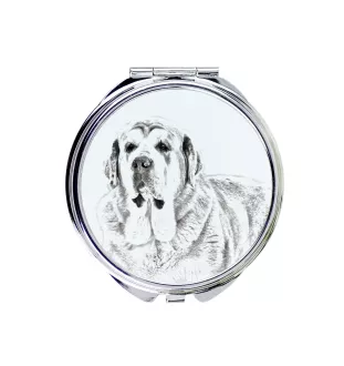 Spanish Mastiff, Mastín Español - Pocket mirror with a dog, personalized mirror for a purse, compact mirror with Art-Dog brand print.