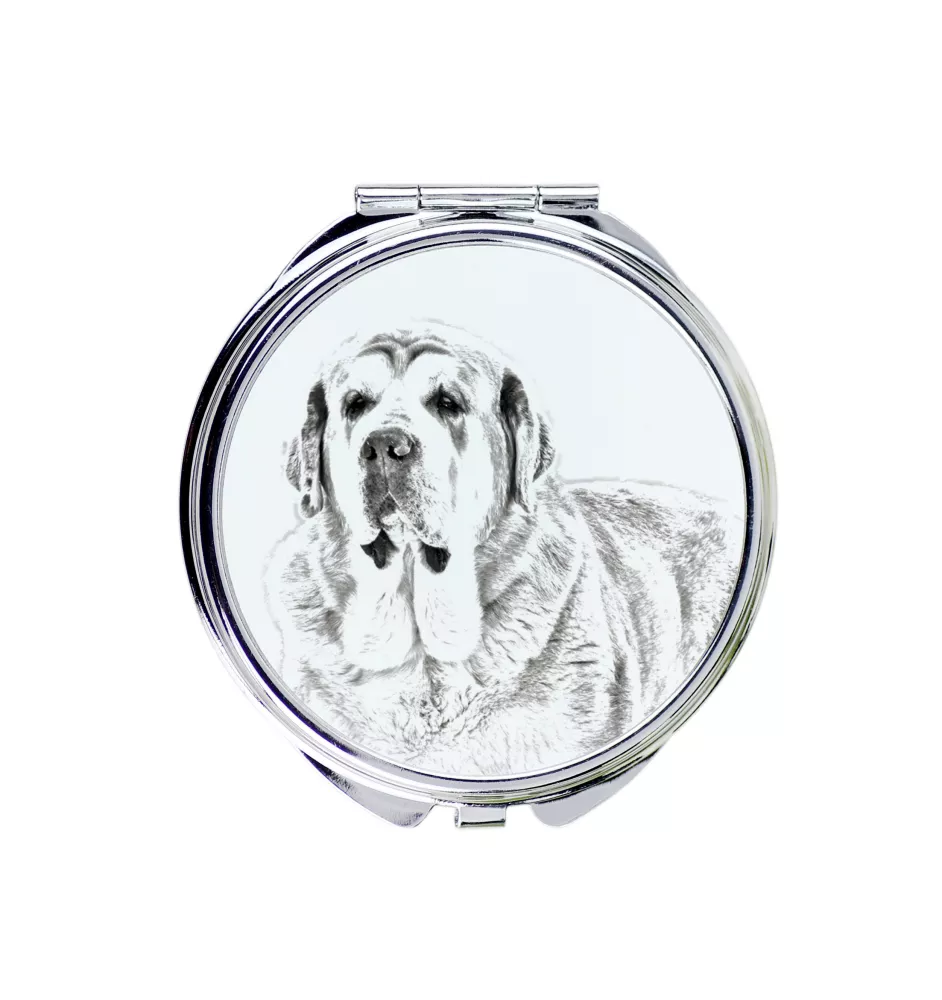 Mâtin espagnol, Mastin Leones - miroir de poche avec chien, miroir personnalisé pour sac à main, miroir compact avec impression de la marque Art-Dog