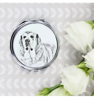 Mâtin espagnol, Mastin Leones - miroir de poche avec chien, miroir personnalisé pour sac à main, miroir compact avec impression de la marque Art-Dog