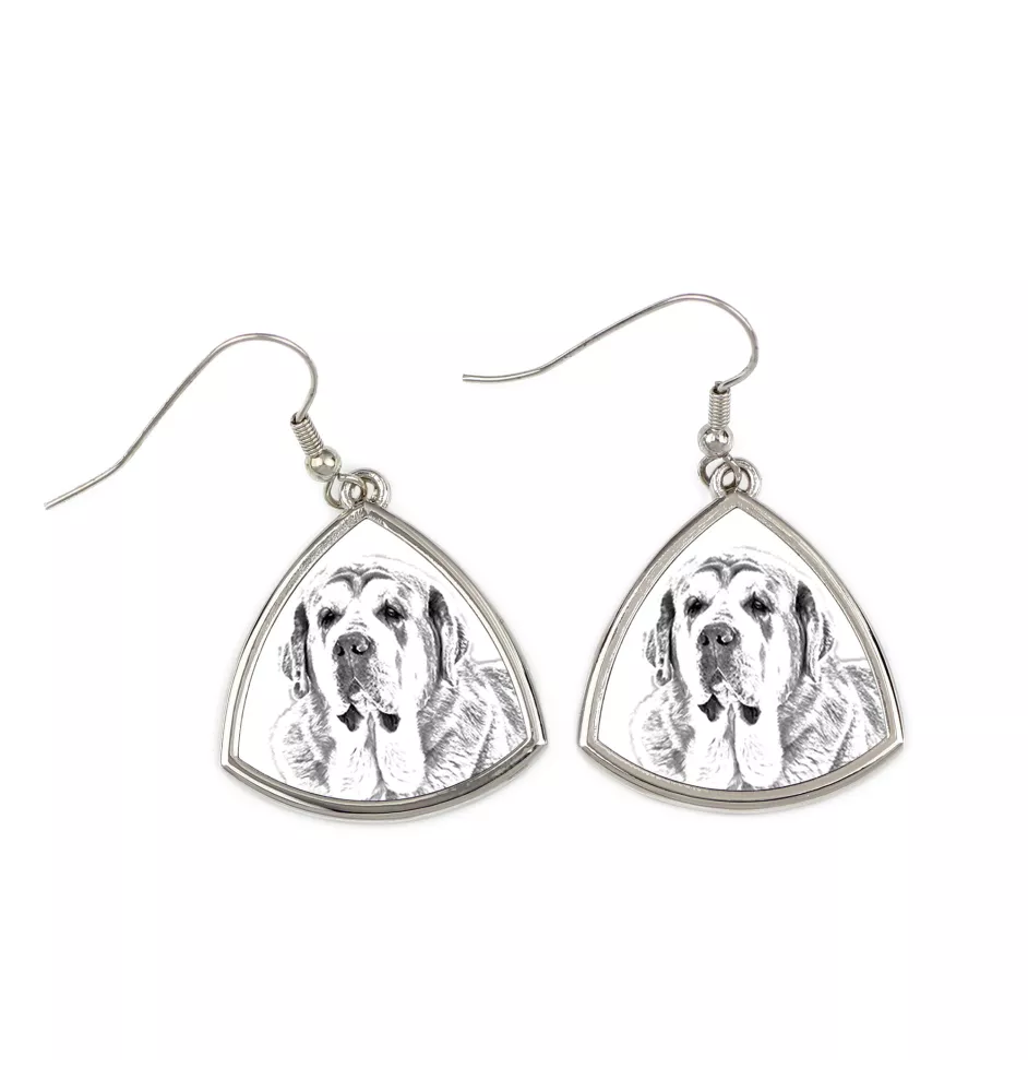 Spanischer Mastiff, Mastín aus León - Hund Ohrringe, hängende Ohrringe mit Bild, personalisierter Schmuck mit dem Aufdruck der Marke Art-Dog
