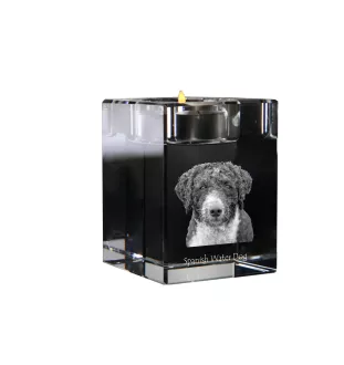 Spanish Water Dog - Candle holder with dog photo, crystal tealight holder, personalised gift by Art-Dog brand