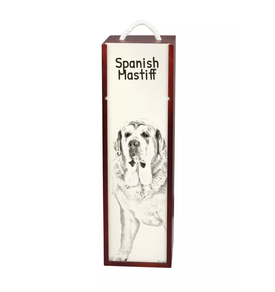 Mâtin espagnol, Mastin Leones - boîte à vin avec chien, boîte à alcool avec graphisme, boîte cadeau personnalisée de la marque Art-Dog