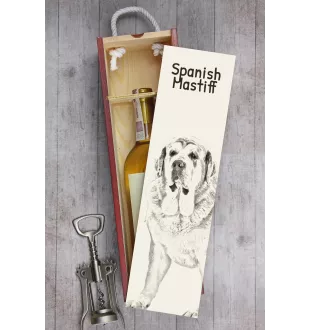 Spanischer Mastiff, Mastín aus León - Weinbox mit Hund, Alkoholbox mit Grafik, personalisierte Geschenkbox der Marke Art-Dog