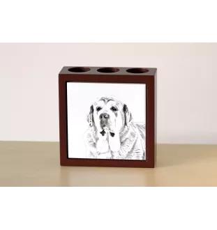 Spanischer Mastiff, Mastín aus León - Stifthalter mit Hund, Schreibtischorganizer mit Aufdruck, personalisierte Schreibtischdekoration der Marke Art-Dog
