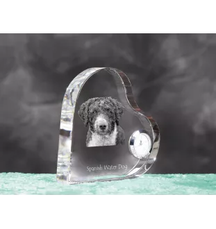 Spanischer Wasserhund, Andalusischer Türke, Türkenhund - Kristalluhr mit einem Hundebild, Herzregal-Uhr, personalisierte Standuhr der Marke Art-Dog