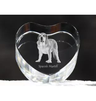 Spanischer Mastiff, Mastín aus León - Hundebild im Kristall, Kristallherz, einzigartiger Bilderrahmen der Marke Art-Dog