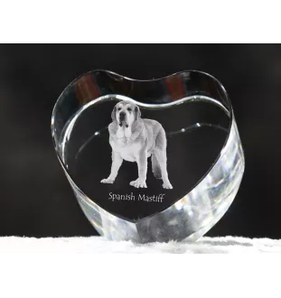 Spanischer Mastiff, Mastín aus León - Hundebild im Kristall, Kristallherz, einzigartiger Bilderrahmen der Marke Art-Dog